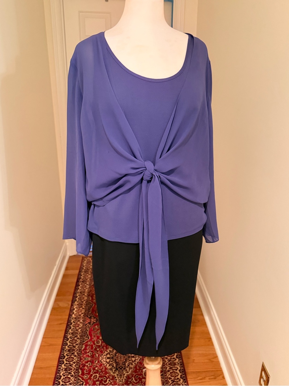 Eileen Fisher Violet Tie-Front Long-Sleeve Tunic